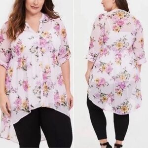 Torrid Floral Chiffon Hi-Low Tunic Top Torrid Size 00 / Large